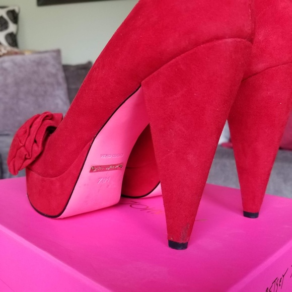Betsey Johnson Suede Kalen Peep Toe Pumps - Picture 7 of 10